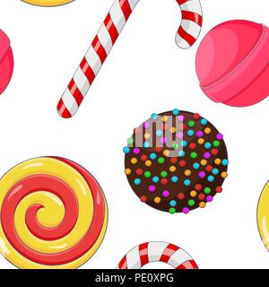 Candies and sweets. Colored background. Seamless pattern Stock Vector