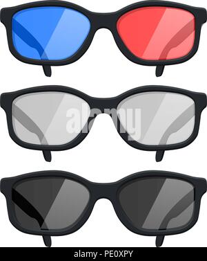 Glasses set. Vector 3d illustration isolated on white background. Stock Vector