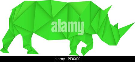 Green rhinoceros. Polygonal vector illustration Stock Vector