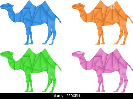 Camel. Colored set. Polygonal vector illustration Stock Vector