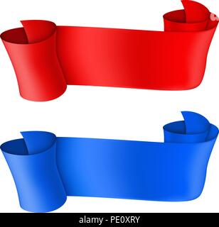 Ribbon scrolls. Blue and red Stock Vector