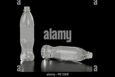 PET bottle placed on the dark background. 3D rendering. Stock Photo
