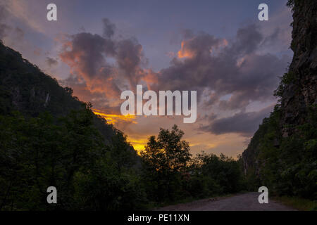 Face of Decebal in the Cliff of Romania on the side of the Danubian River Stock Photo