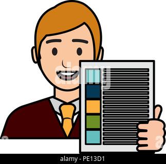 businessman avatar with financial document vector illustration Stock ...
