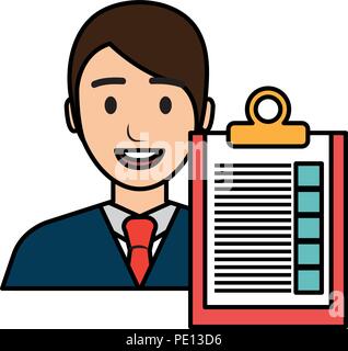 businessman with checklist character vector illustration design Stock Vector