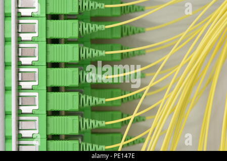 Optical fiber communication distribution frame panel Stock Photo