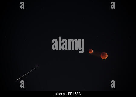 Moon Trail During Total Lunar Eclipse Stock Photo