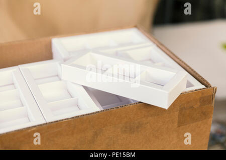 model of cardboard boxes, close up Stock Photo