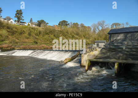 Hydro electric power plant develo0ment at Radyr weir near Cardiff, Wales Stock Photo