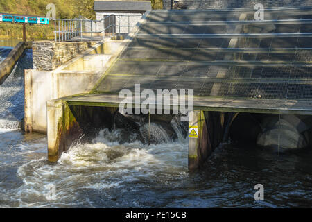 Hydro electric power plant develo0ment at Radyr weir near Cardiff, Wales Stock Photo