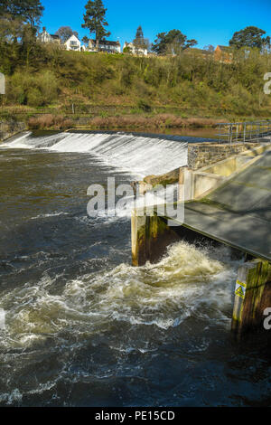 Hydro electric power plant develo0ment at Radyr weir near Cardiff, Wales Stock Photo