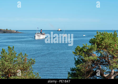 Boats in Stockholm archipelago in Sweden Stock Photo