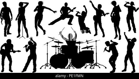 Silhouettes Rock or Pop Band Musicians  Stock Vector