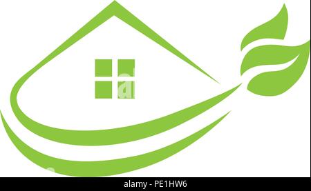 house with green leafs Stock Vector