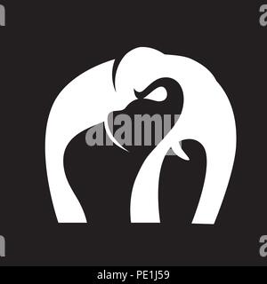 abstract elephants, mother and baby Stock Vector
