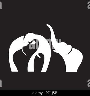abstract elephants, mother and baby Stock Vector