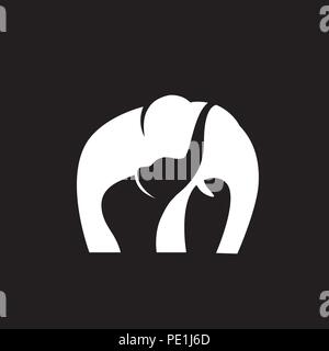 abstract elephants, mother and baby Stock Vector