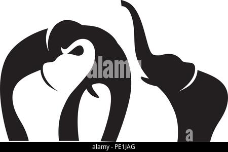 abstract elephants, mother and baby Stock Vector