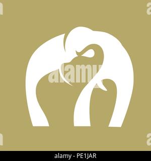abstract elephants, mother and baby Stock Vector
