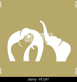 abstract elephants, mother and baby Stock Vector