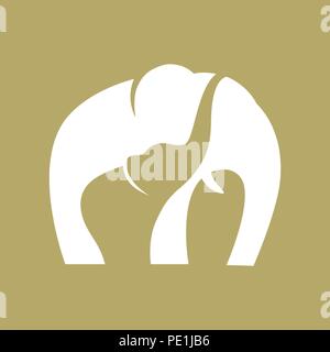 abstract elephants, mother and baby Stock Vector