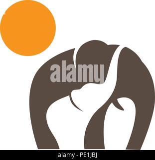 abstract elephants, mother and baby Stock Vector