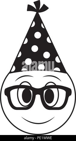 Birthday Face Emoji With Glasses Party Hat Neon Design Image Stock Vector Image Art Alamy