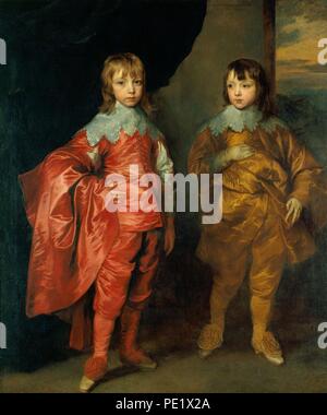 Anthonis van Dyck - Portrait of George Villiers, 2nd Duke of Buckingham and Lord Francis Villiers. Stock Photo