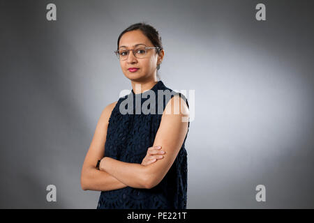 Edinburgh, UK. 11th August, 2018. Roma Agrawal MBE, the chartered structural engineer based in London, pictured at the Edinburgh International Book Festival. Edinburgh, Scotland.  Picture by Gary Doak / Alamy Live News