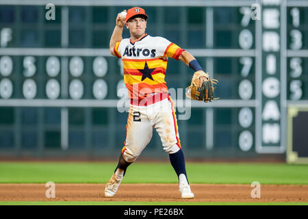 August 10, 2018: Houston Astros third baseman Alex Bregman (2) waits to bat  during a Major League Baseball game between the Houston Astros and the  Seattle Mariners on 1970s night at Minute