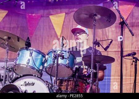 San Diego, California, USA. 11th Aug, 2018. PATRICK WILSON of WEEZER at Mattress Firm Amphitheatre in Chula Vista, California on August 11, 2018 Credit: Marissa Carter/ZUMA Wire/Alamy Live News Stock Photo