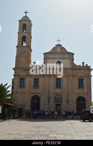 Orthodox Cathedral Of Chania On Its Main Facade. History Architecture Travel. July 6, 2018. Chania, Crete Island. Greece. Stock Photo