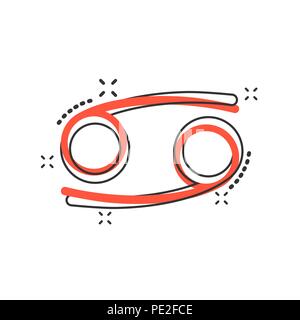 Vector cartoon cancer zodiac icon in comic style. Astrology sign illustration pictogram. Cancer horoscope business splash effect concept. Stock Vector