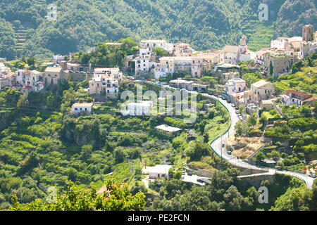 View of winding street on Ravello hills, Amalfi Coast, Italy Stock Photo