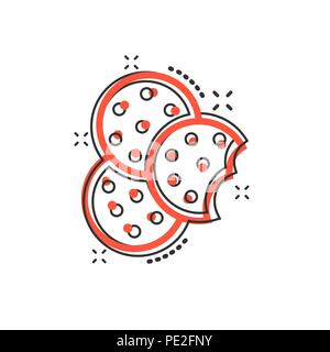 Vector cartoon cookie icon in comic style. Chip biscuit sign illustration pictogram. Pastry cookie business splash effect concept. Stock Vector