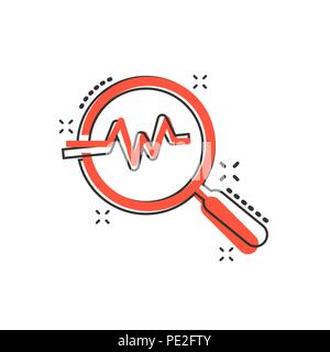 Vector cartoon magnifying glass icon in comic style. Loupe analysis sign illustration pictogram. Magnifier business splash effect concept. Stock Vector