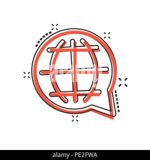 Vector cartoon choose or change language icon in comic style. Globe world communication sign illustration pictogram. World business splash effect conc Stock Vector