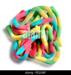 sour neon gummy worms Stock Photo