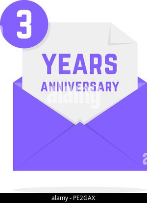 3 years anniversary icon in lilac letter Stock Vector