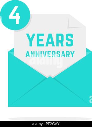 4 years anniversary icon in green letter Stock Vector
