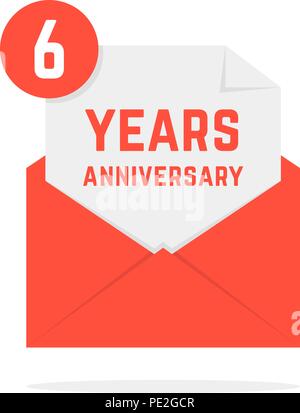 6 years anniversary missive in orange letter Stock Vector