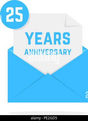25 years anniversary icon in blue letter Stock Vector