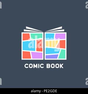 simple colored linear comic book logo Stock Vector