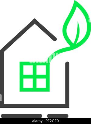 eco window logo with thin line house Stock Vector