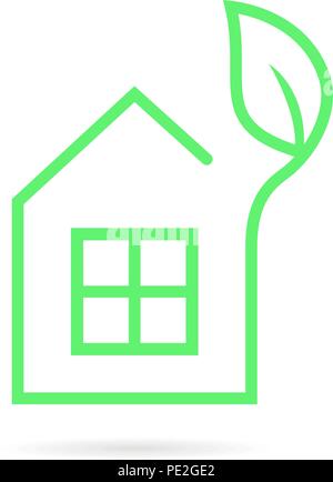 green thin line eco house logo Stock Vector