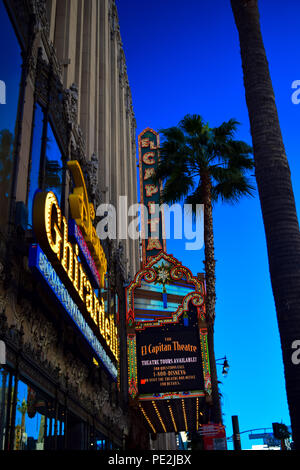 Marquee of the iconic El Capitan Theater on Hollywood Boulevard in Los Angeles, California Stock Photo