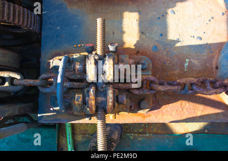 old mooring mechanisms of the sea boat Stock Photo