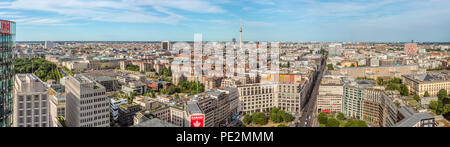 Elevated panorama view at Berlin Cityscape seen from Panoramapunkt at Potsdamer Platz, Germany Stock Photo