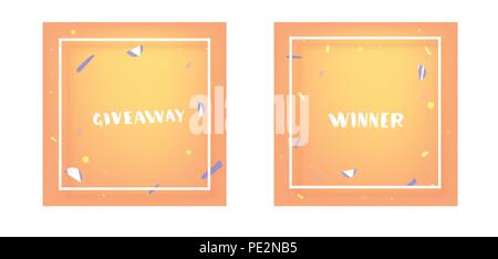 Winner Card Layout Giveaway and Winner cards set for socail media with speech bubbles ...