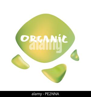 Organic banner with text and fluid abstract shapes. Handwritten lettering. Element for graphic design - emblem, poster, flyer, tag, menu. Vector illus Stock Vector